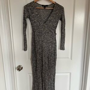 Forever 21 Black White Heather Gray Long Sleeve Wrap Dress Size S Work